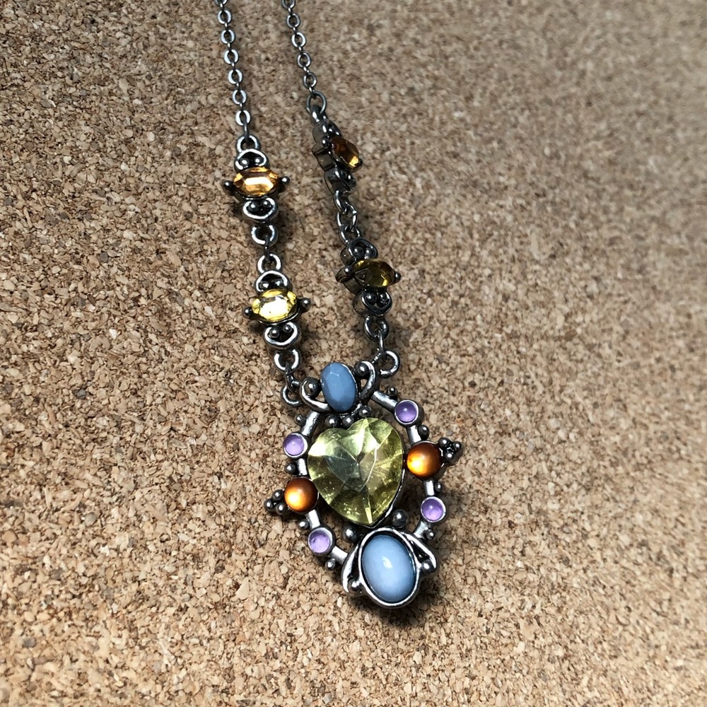 🌈Rhinestone multicolor necklace on a silver chain